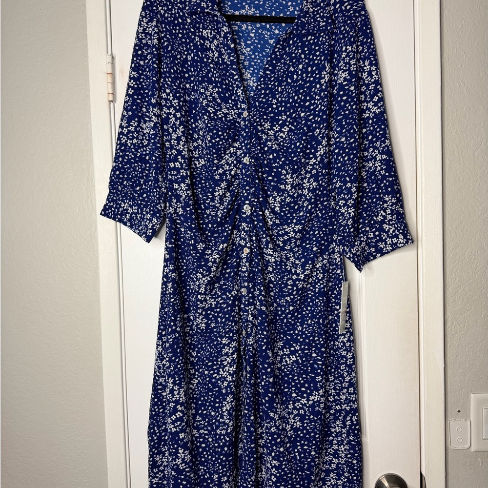 NWT DKNY Blue Floral Midi Dress